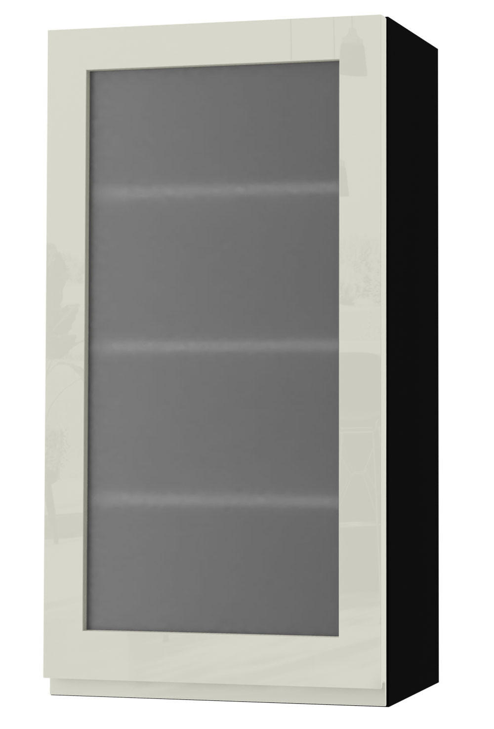HÄNGESCHRANK Florence W4S/50 Schwarz / RAL 1013 perlweiß HG 50 / 32,5 / 96cm - Türanschlag rechts - Weiß Hochglanz/Schwarz, Holz/Holzwerkstoff (50/96/32.5cm) - Feldmann-Wohnen