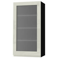 HÄNGESCHRANK Florence W4S/50 Schwarz / RAL 1013 perlweiß HG 50 / 32,5 / 96cm - Türanschlag rechts - Weiß Hochglanz/Schwarz, Holz/Holzwerkstoff (50/96/32.5cm) - Feldmann-Wohnen