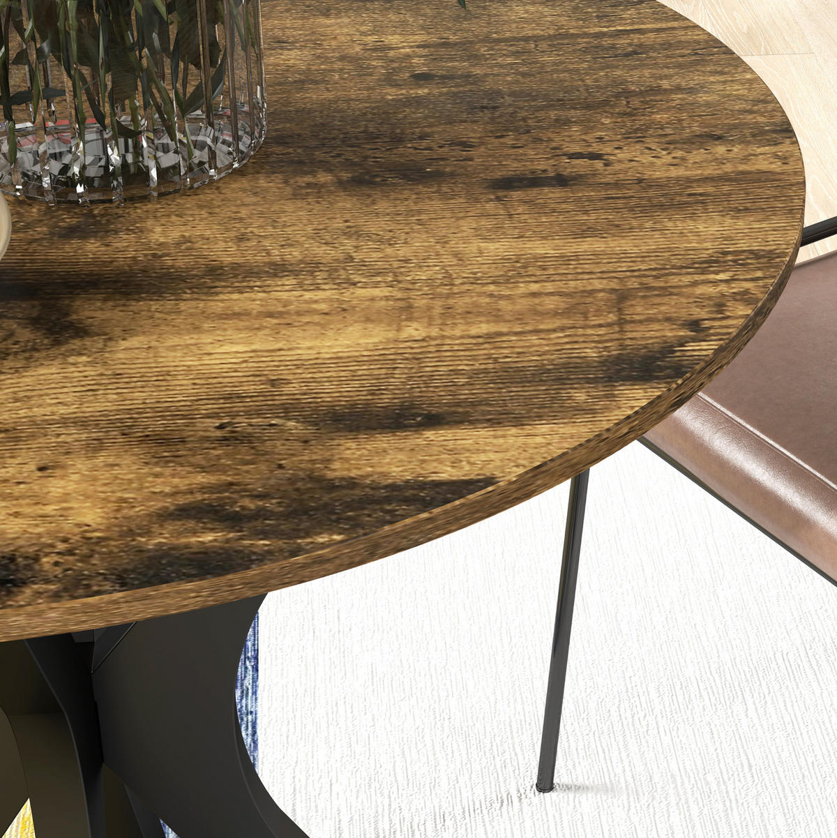 ESSTISCH 78/75 cm in Braun mit Stahlgestell - Braun, Holz (78/78/75cm) - Flora Grace
