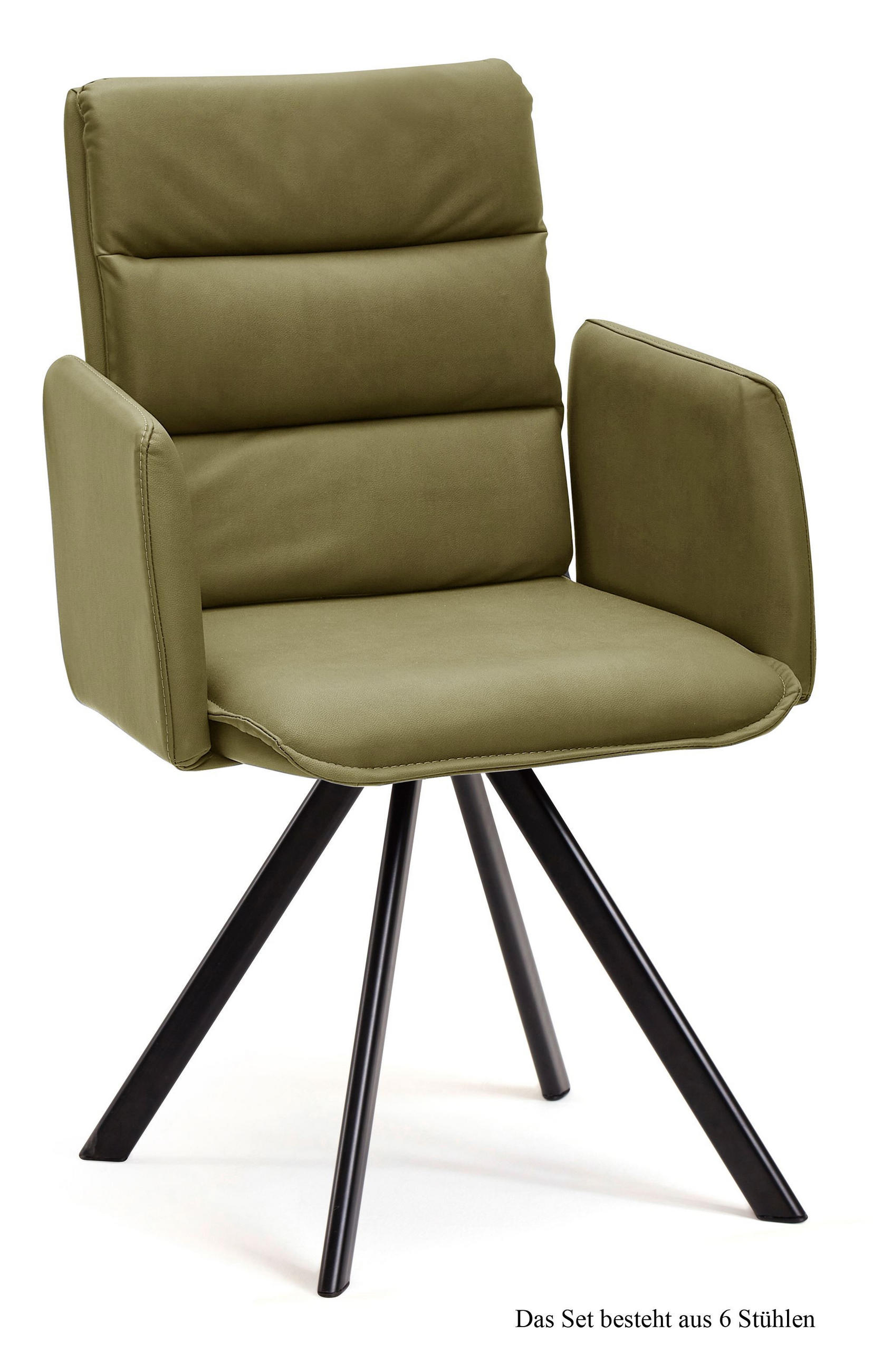 ARMLEHNSTUHL drehbar (6er-Set) Devin 52x92x60 Schwarz/Olivgrün - Schwarz/Olivgrün, Kunststoff (60/92/52cm) - 58aufmkessel