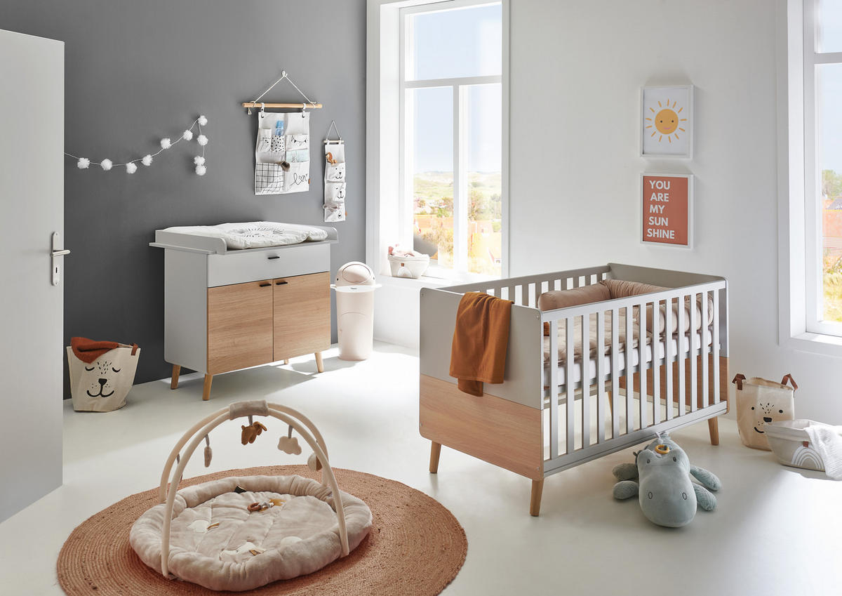 BABYZIMMER Set Lovis 2-teilig - Eichefarben/Hellgrau, Holz/Holzwerkstoff (1/1/1cm) - arthur berndt