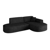 ECKSOFA Ottomane Rechts MARI-L1 - 243x171x79 cm Schwarz Velours - Schwarz, Holzwerkstoff/Kunststoff (171/243cm) - ALTDECOR