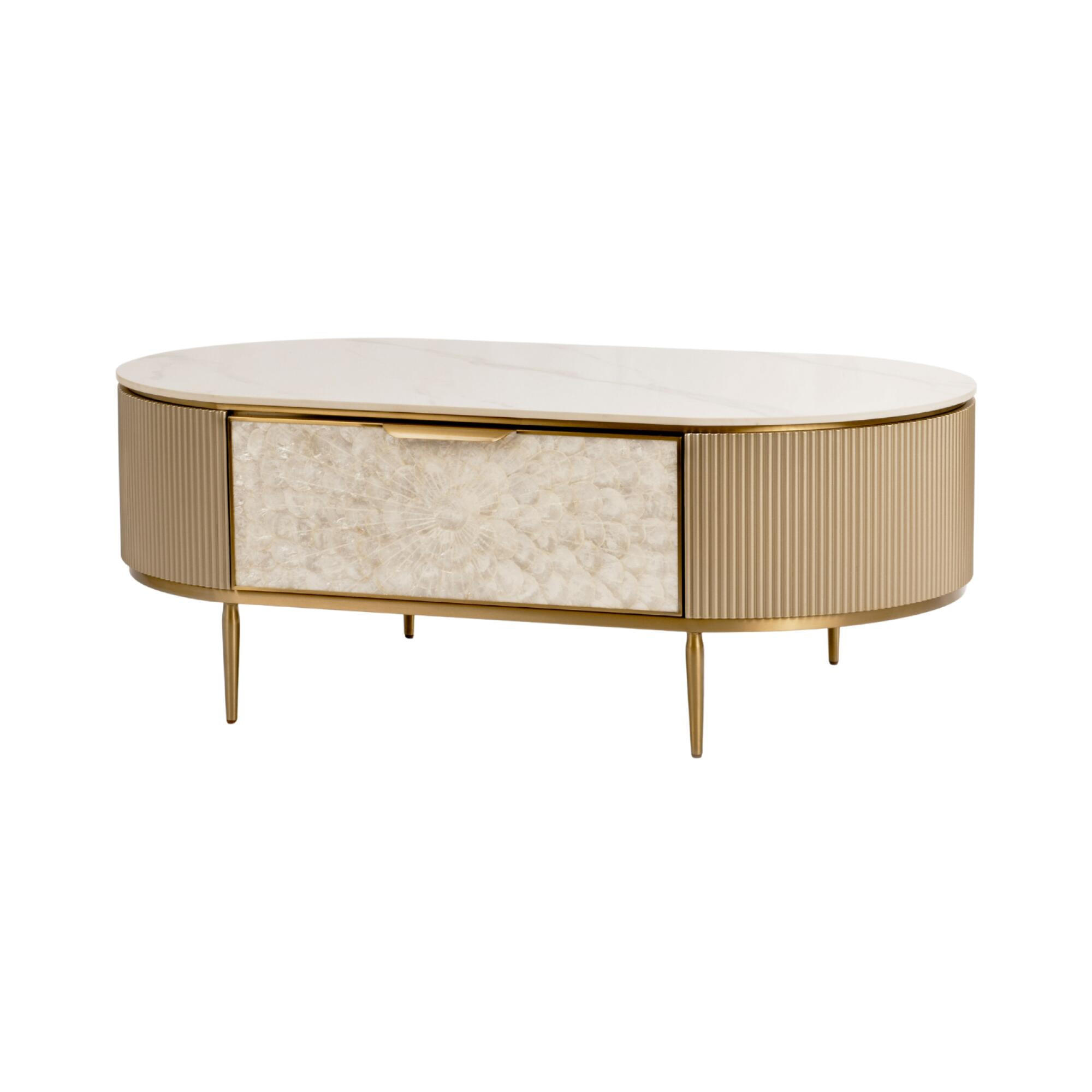 COUCHTISCH STILIG Gold 122x71x45 cm - Goldfarben, Holzwerkstoff (71/122/45cm) - FURNLUX