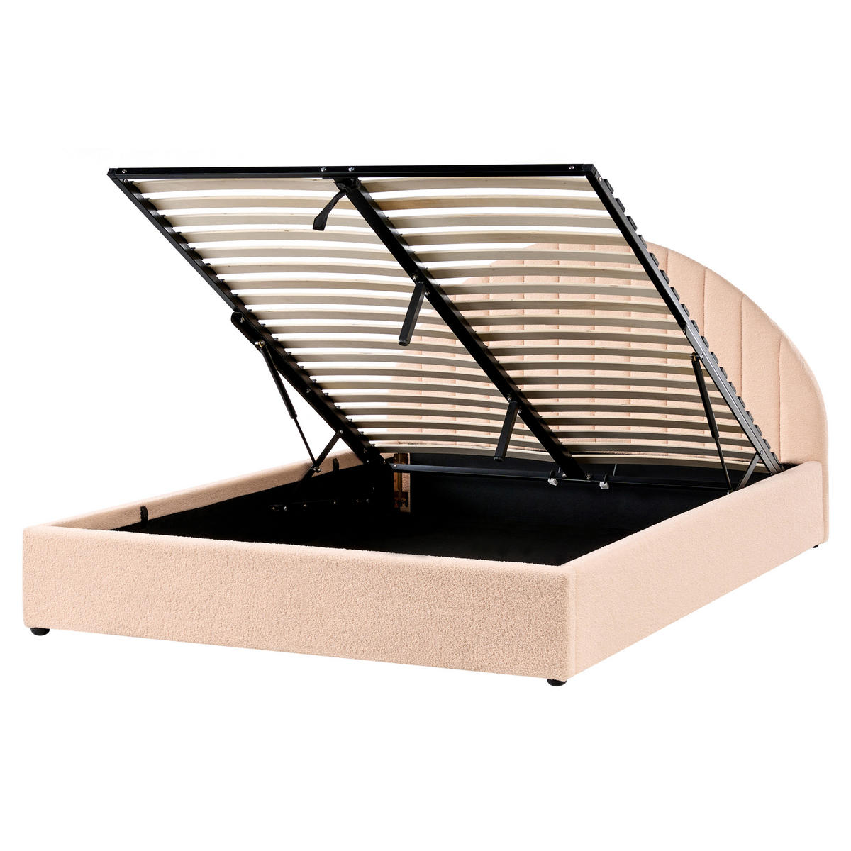 BETT mit Stauraum 160/200 cm Pfirsichrosa Chadenet - Pink, Textil (160/200cm) - Beliani