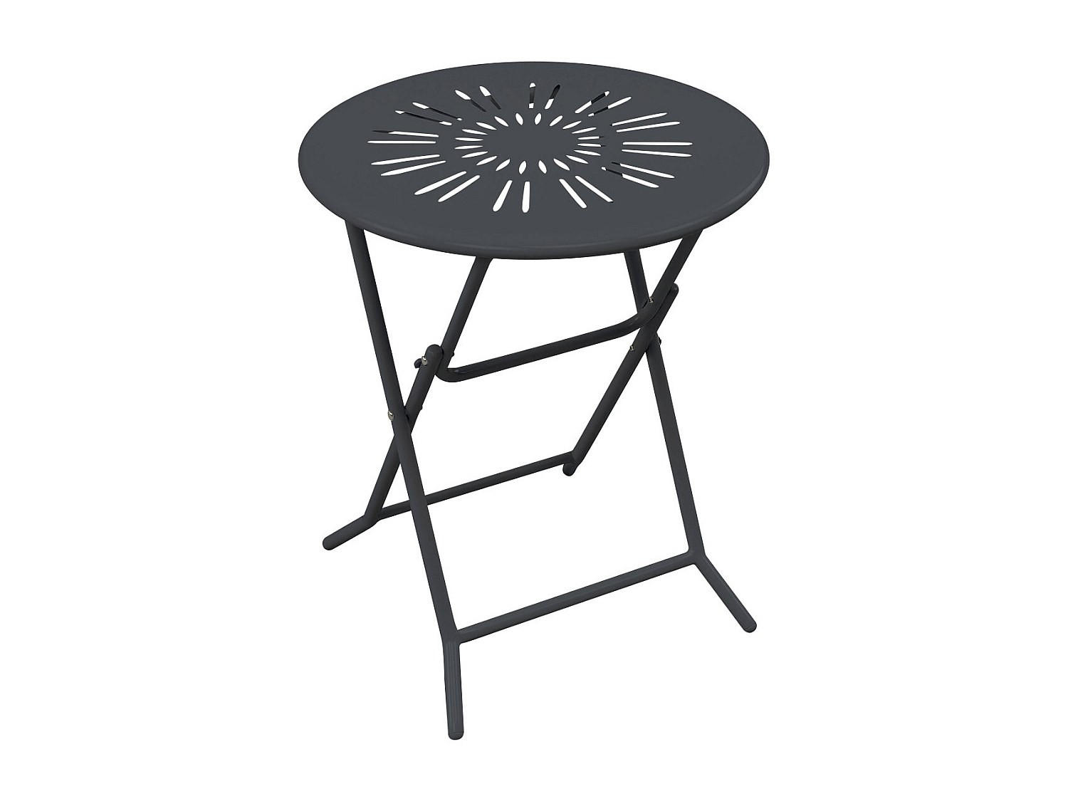 GARTENTISCH - 2 -Sitzer - Stahl - anthrazitgrau - GUERMANTES - Anthrazit, Metall (60/60/73.5cm) - Vente-Unique