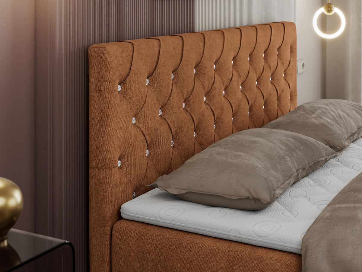BOXBETT ROMA 140/200 - Orange Strukture - H3 - Orange, Holz/Textil (140/200cm)