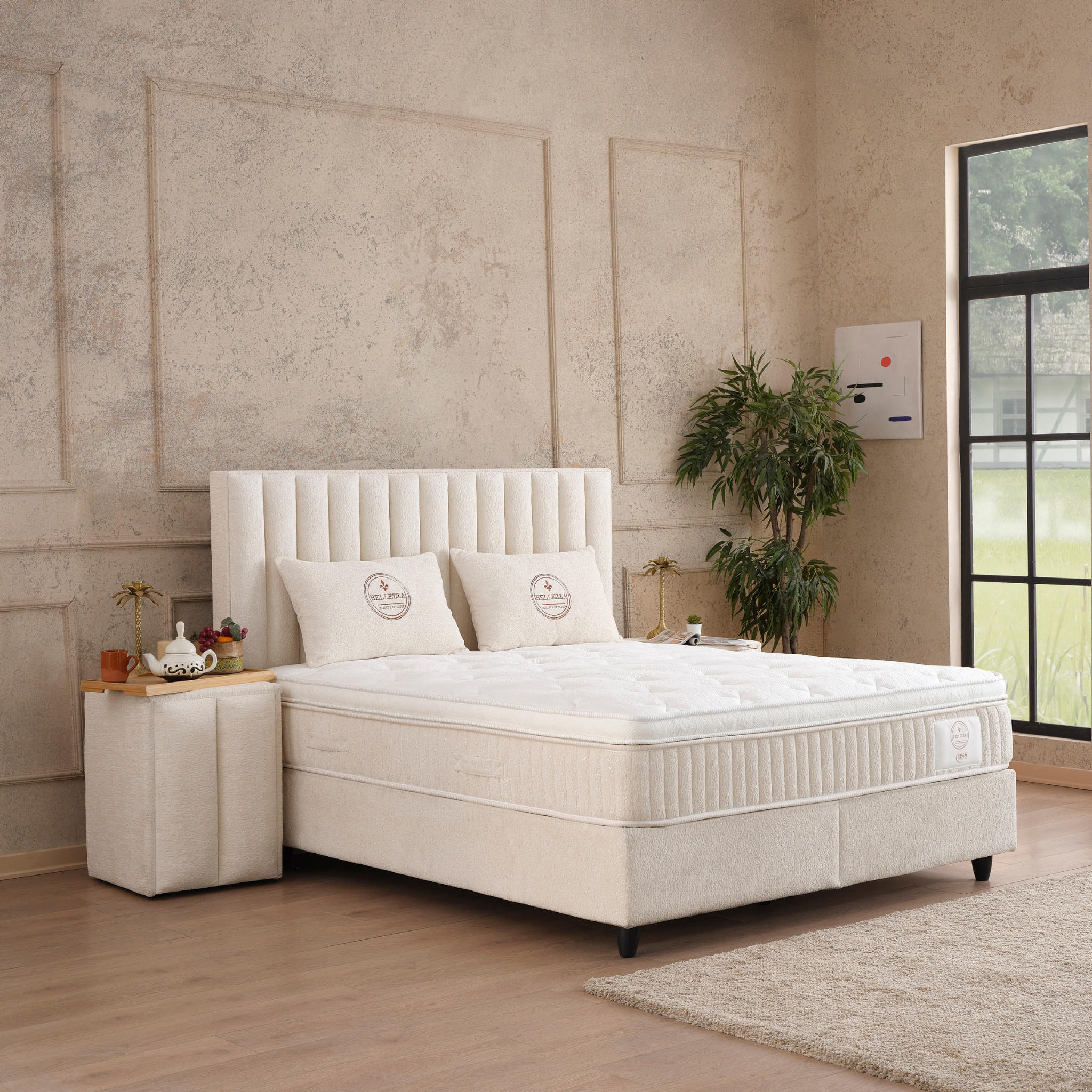 BOXSPRINGBETT Belezza Bett Boxspringbett 140x200 mit matratze - Beige, Holz (140/200cm) - Gowoll