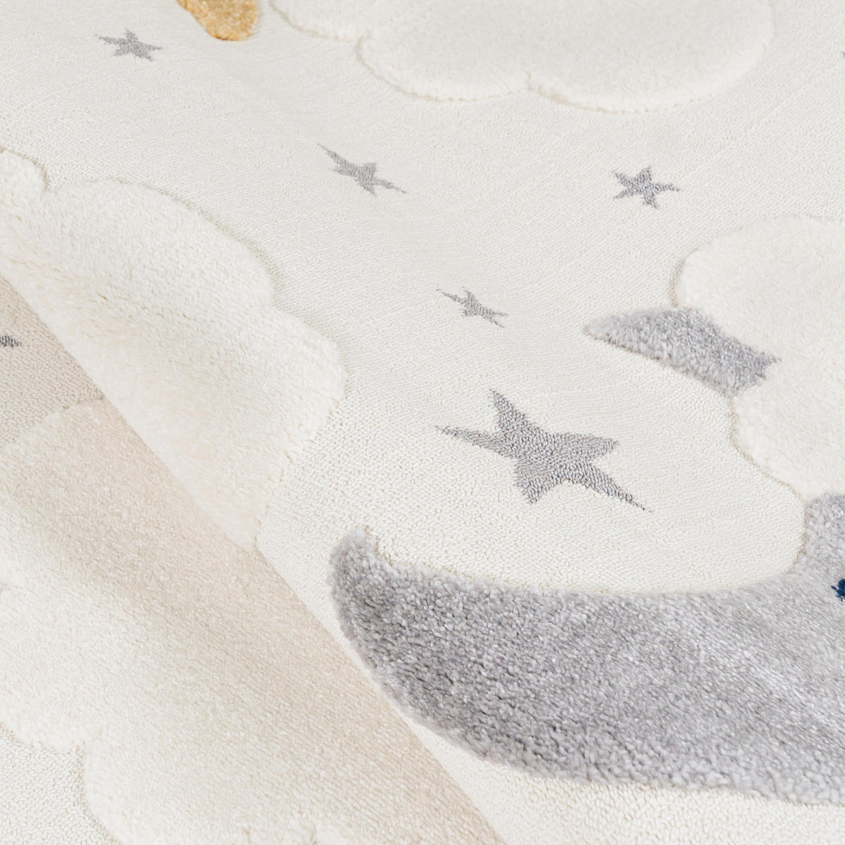 KINDERTEPPICH Beige Sterne, Mond - Mittelflor Rechteckig Weich 160 x 230 cm - Ecru/Multicolor, Textil (160/230cm) - Mazovia