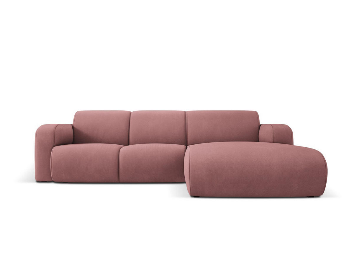 ECKSOFA rechts Molino aus strukturiertem Stoff rosa 4 Sitzplätze - Pink, Textil (170/250cm) - Micadoni