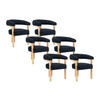 STUHL mit Armlehnen 6er-Set - Bouclé-Stoff & Kautschukholz - Schwarz & Holzfarben - LIVELIA - Anthrazit/Naturfarben, Textil (60/78/64cm) - Pascal Morabito