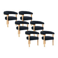 STUHL mit Armlehnen 6er-Set - Bouclé-Stoff & Kautschukholz - Schwarz & Holzfarben - LIVELIA - Anthrazit/Naturfarben, Textil (60/78/64cm) - Pascal Morabito