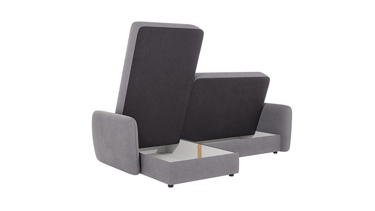 ECKSOFA Lupo Grau Mikrofaser - Schwarz/Grau, Holz/Kunststoff (232/147cm) - S-Style Möbel