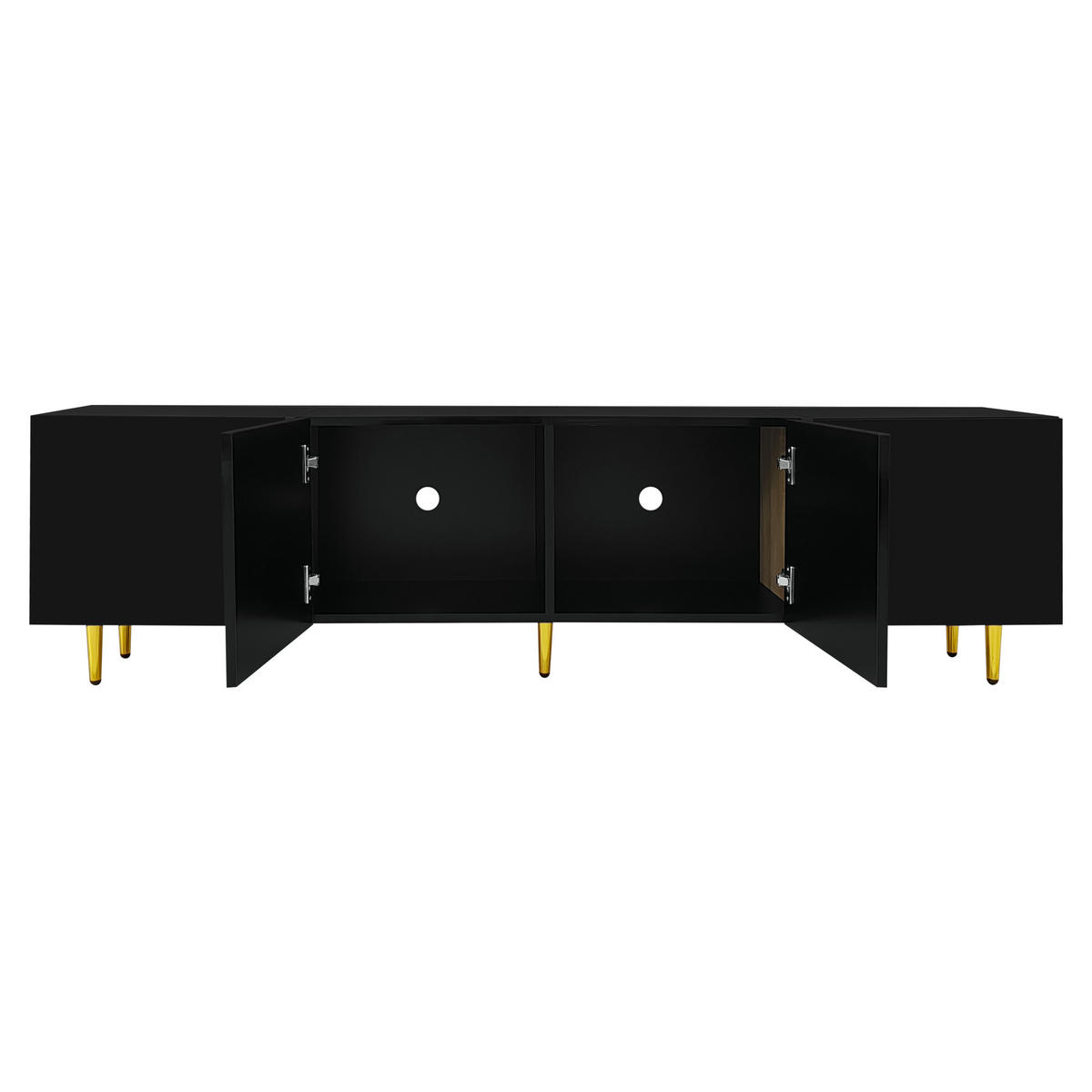 TV ormarić 170/35/46 cm crni od MDF-a s visokim sjajem i 4 vrata - crna, drvni materijal (170/46/35cm) - OKWISH