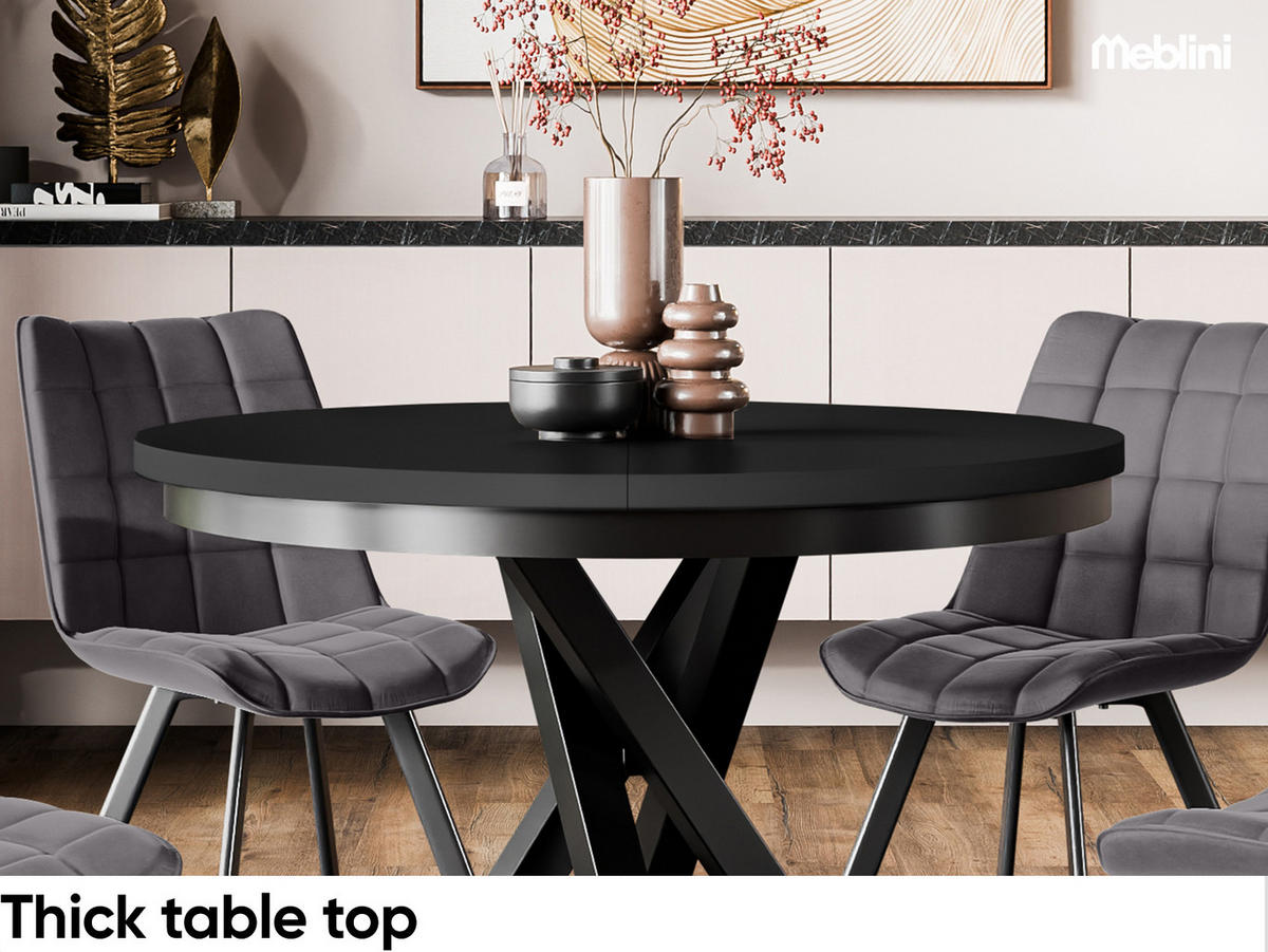 ESSTISCH CHRIS - Schwarz, Holzwerkstoff (100/100/77cm) - Meblini