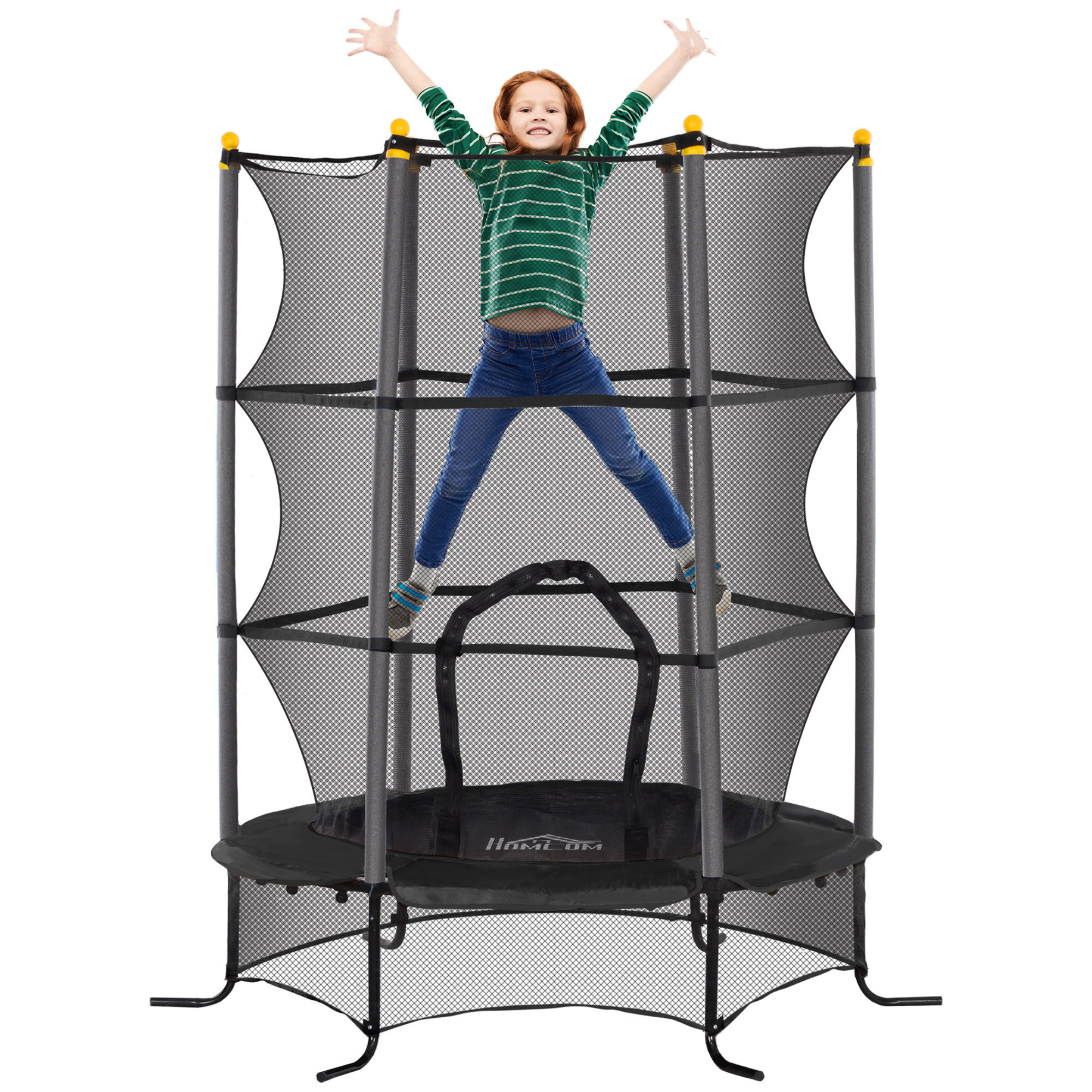 KINDERTRAMPOLIN - Schwarz, Kunststoff/Metall (163/163cm) - HOMCOM