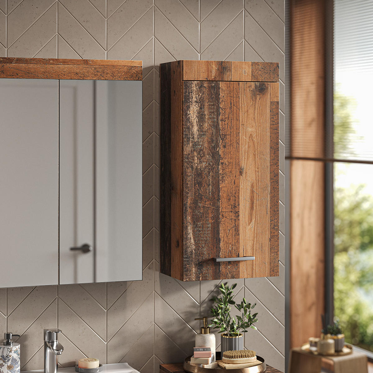 UNIVERZÁLNÍ NÁSTĚNNÁ SKŘÍŇ Luna Oldstyle - hnědá, kompozitní dřevo (37/77/24.6cm) - Vicco