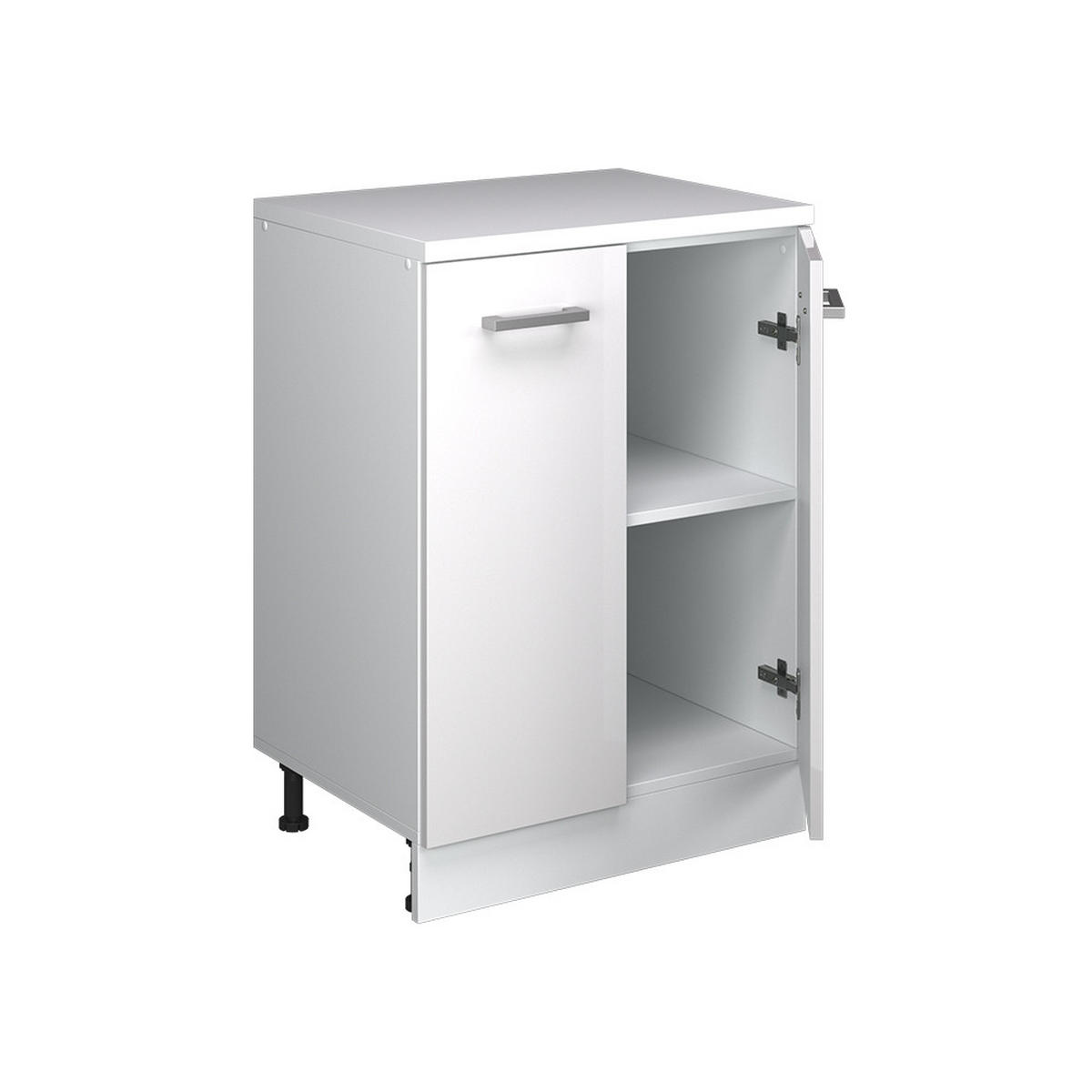 SKRINKA DO PODKROVIA Rion Biely vysoký lesk 60 x 81.6 cm bez sklonu s 2 dverami - biela s vysokým leskom, kompozitné drevo (60/83.8/46cm) - Vicco