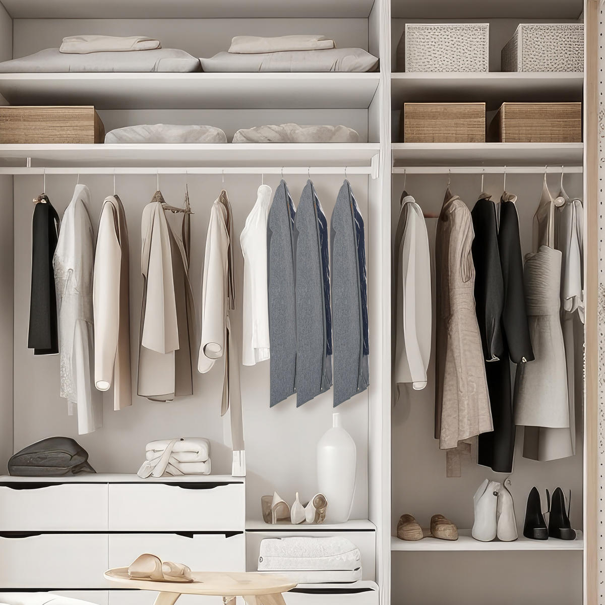 3XKLEIDERSACK - Grau, Kunststoff/Textil (58/99/0.1cm) - Relaxdays