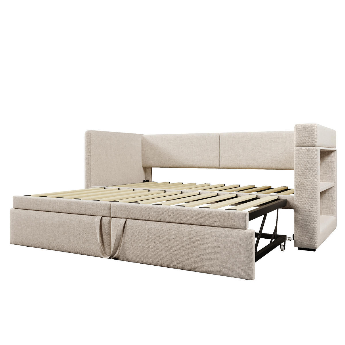 POLSTERBETT 90/180x200 cm Beige mit USB- und Type-C-Anschlüssen - Beige, Textil (90/200cm) - Flora Grace