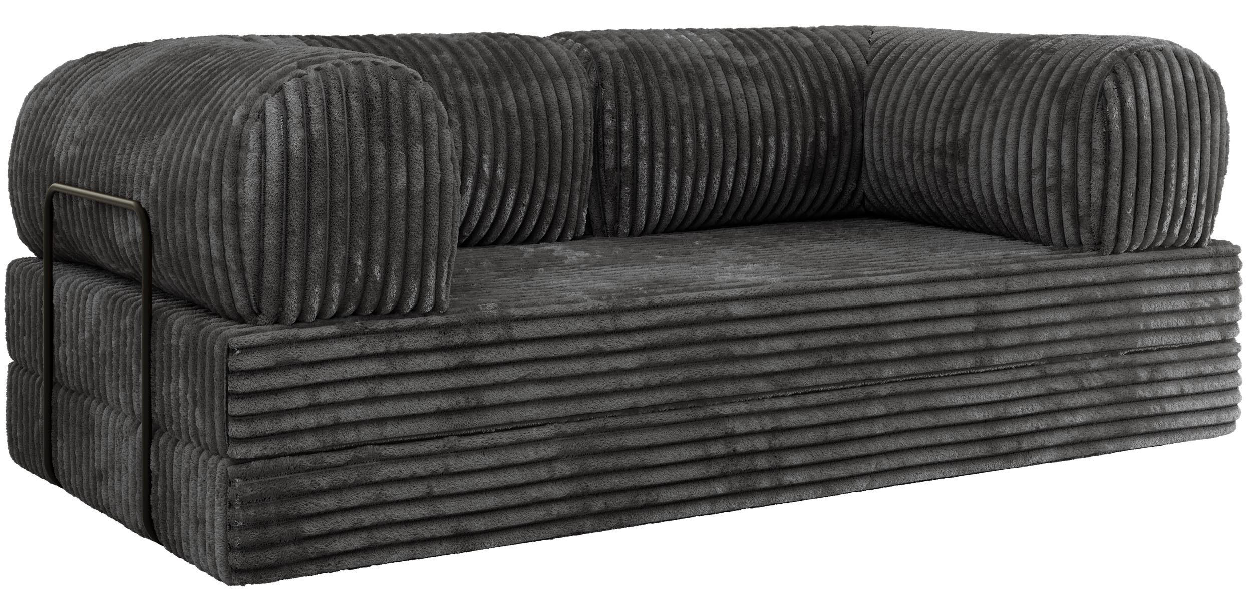 3-SITZER SOFA ORSETTO - Grau Cord - Schwarz/Grau, Textil/Metall (200/70/100cm) - MKS