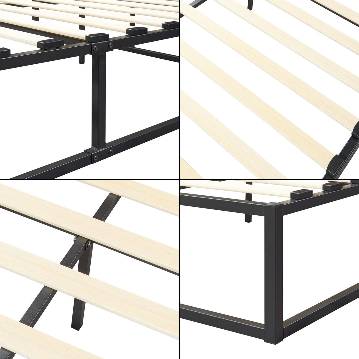 METALLBETT Kreta - Schwarz, Metall (140/200cm) - [en.casa]