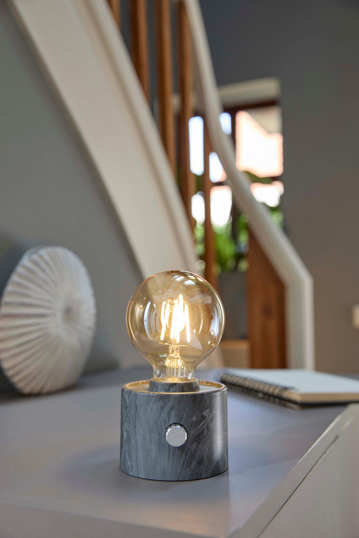 LED-TISCHLAMPE Vintage Edison dimmbar 10x9x16cm Marmor grau - Weiß, Kunststoff (10/8.7/16cm) - Northpoint