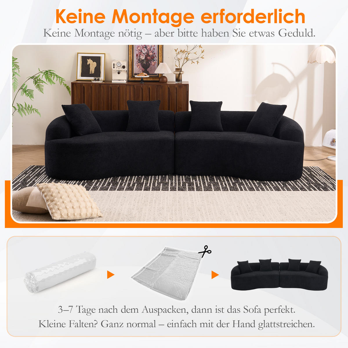 ECKSOFA 275/115/63 cm Schwarz Chenille - Schwarz, Textil (275/115cm) - Oxeza