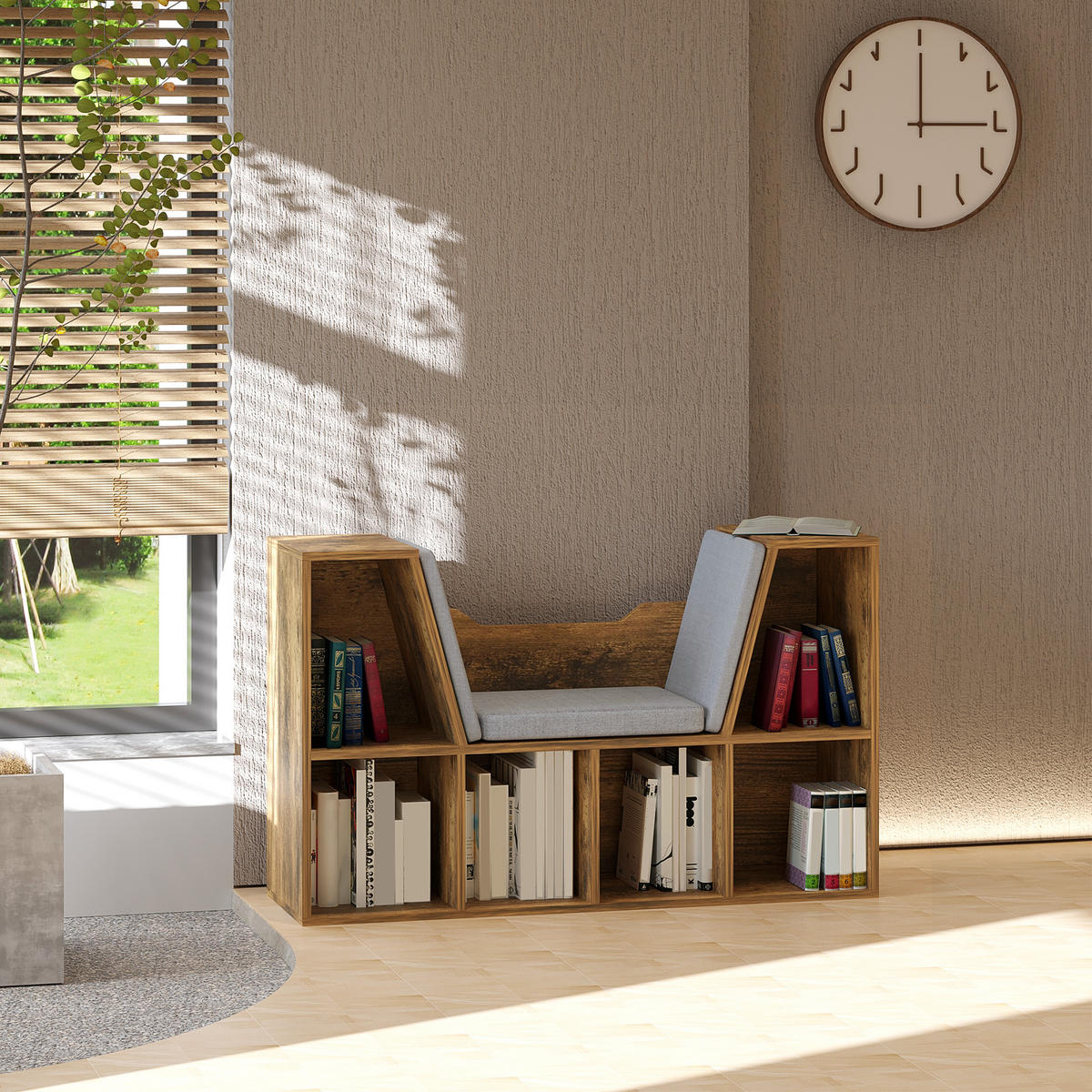KINDERREGA DE-15545 102/30/61 cm, 6 offene Fächer Rustikalbraun - Braun, Holzwerkstoff (102/61/30cm) - ComfortXL