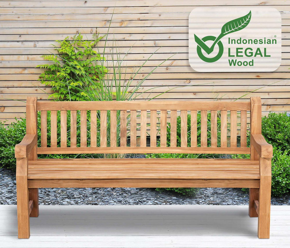 GARTENBANK Teakbank Degad Holz Teak Holzbank 180cm - Teakfarben, Holz (180/93/61cm) - DELUKE