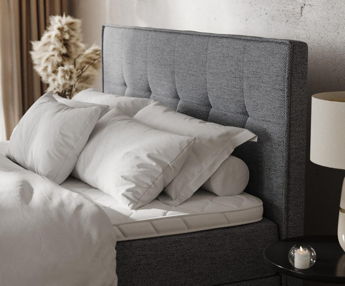 BOXBETT Tivra 200/200 cm Grau im Neve Stoff - Schwarz/Grau, Holz/Holzwerkstoff (200/200cm) - AltaBeds