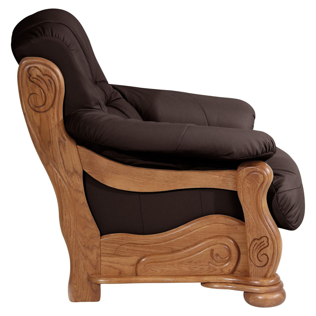 SESSEL Katlin Bezug Echtleder Eiche rustikal P43 / braun - Braun, Leder (104/95/95cm) - 58aufmkessel