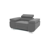 SESSEL WILD mit verstellbare Kopfstütze Velours Grau - Chromfarben/Grau, Holz/Textil (138/100/101cm) - Muffo