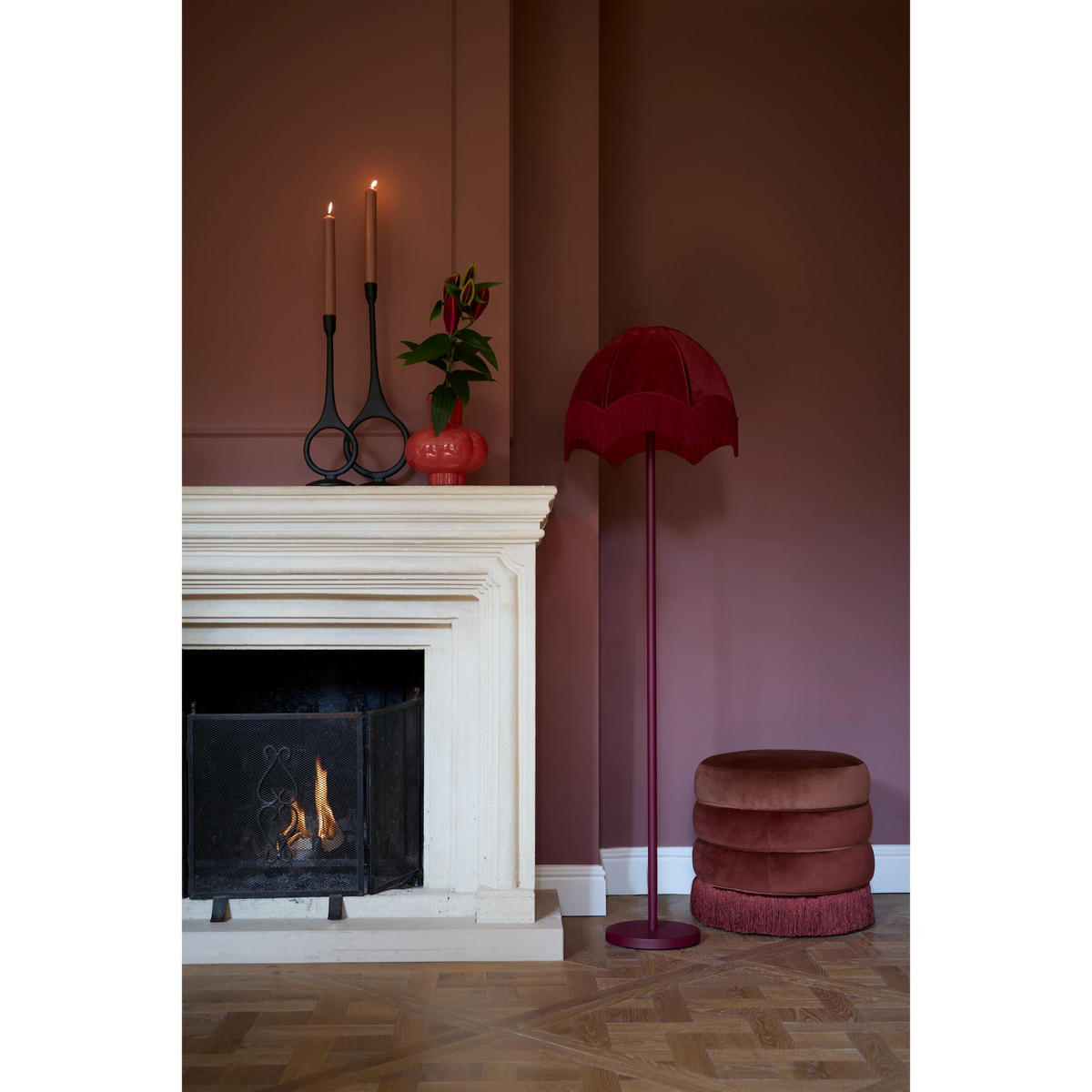 LAMPENSCHIRM Malacia Rot 45/45/35.5 cm - Rot, Kunststoff (45/45/35.5cm) - Light & Living