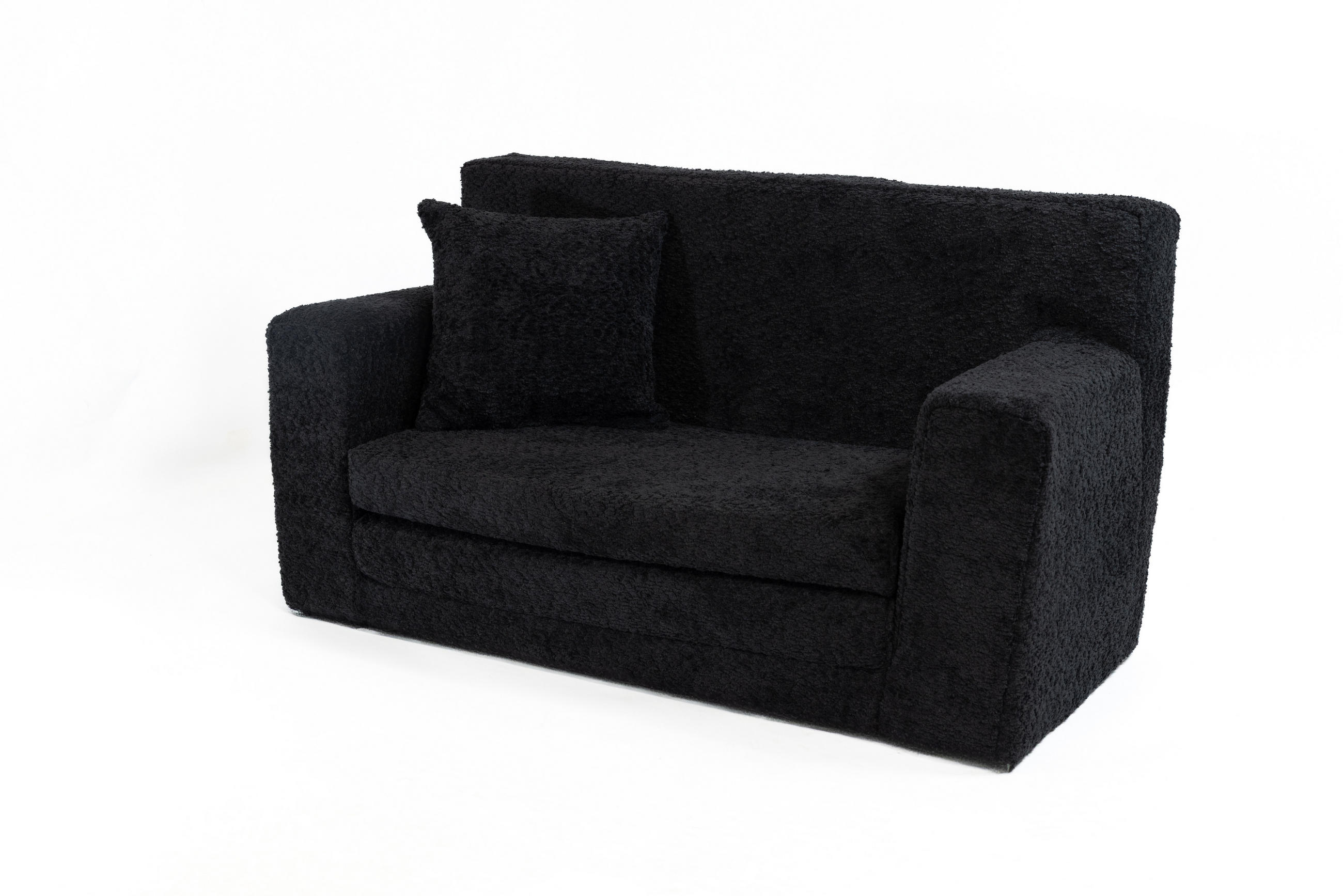 KINDERSOFA David – Stilvoller Komfort für das Kinderzimmer - In den Trendfarben - Schwarz, Textil (83/47/43cm) - Fortisline