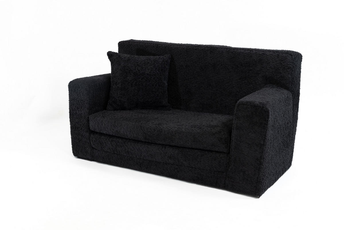 KINDERSOFA David – Stilvoller Komfort für das Kinderzimmer - In den Trendfarben - Schwarz, Textil (83/47/43cm) - Fortisline