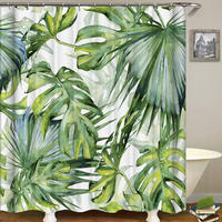DUSCHVORHANG Dschungel tropisch originell schimmelresistent Grün Stoff mit Haken 180 x 200 cm - Grün, Textil (180/200cm) - MCBOSON