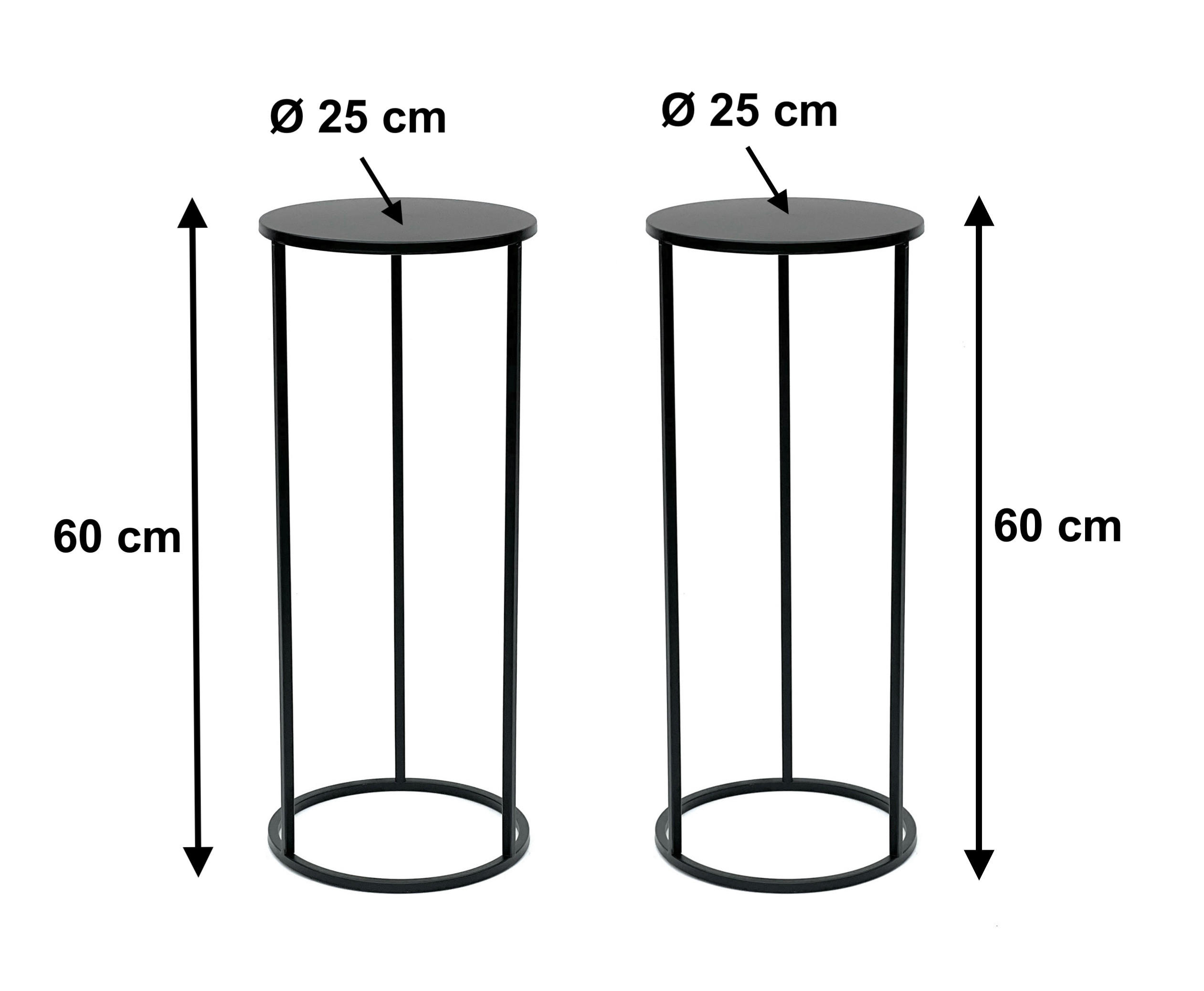 BLUMENHOCKER 2x Metall Schwarz 60 cm Rund 96316 - Schwarz, Metall (25/60/25cm) - DanDiBo