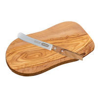 SCHNEIDEBRETT Toscana inklusive Buckelsmesser Wellenschliff - Naturfarben, Holz (18/29cm) - Mulex