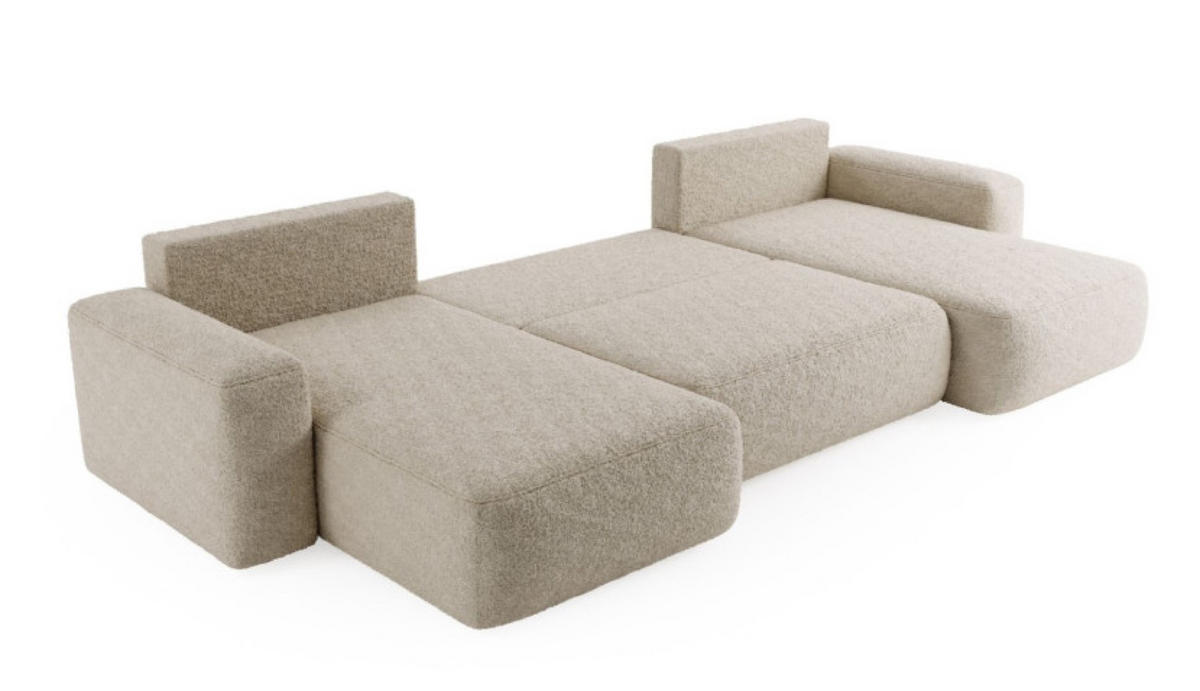 ECKSOFA Hellbeige ILO Mit Bettkasten Und Schlaffunktion - Beige, Textil (374/177cm) - Sepro Meble