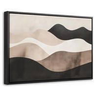 LEINWAND Bilder mit Rahmen - Abstrakt - Landschaft - Wellen - Cremefarben - 30x20 - Cappuccino, Textil (30/20cm) - MuchoWow