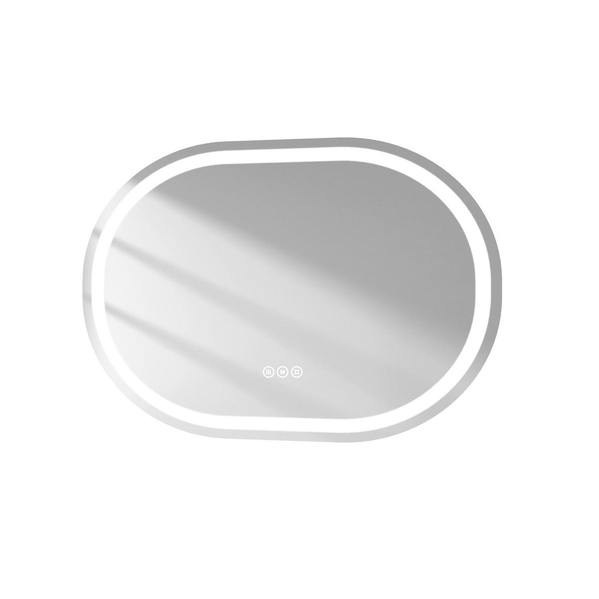 BADSPIEGEL ovale mit Beleuchtung mit Anti-Beschlag 80/60 cm - Weiß, Glas (60/2.5/80cm) - EMKE
