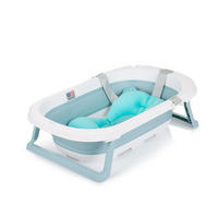 BABYBADEWANNE Isla 80 cm blau mit Badekissen faltbar, integrierter Wasserablauf - Blau, Kunststoff (50/80cm) - Chipolino