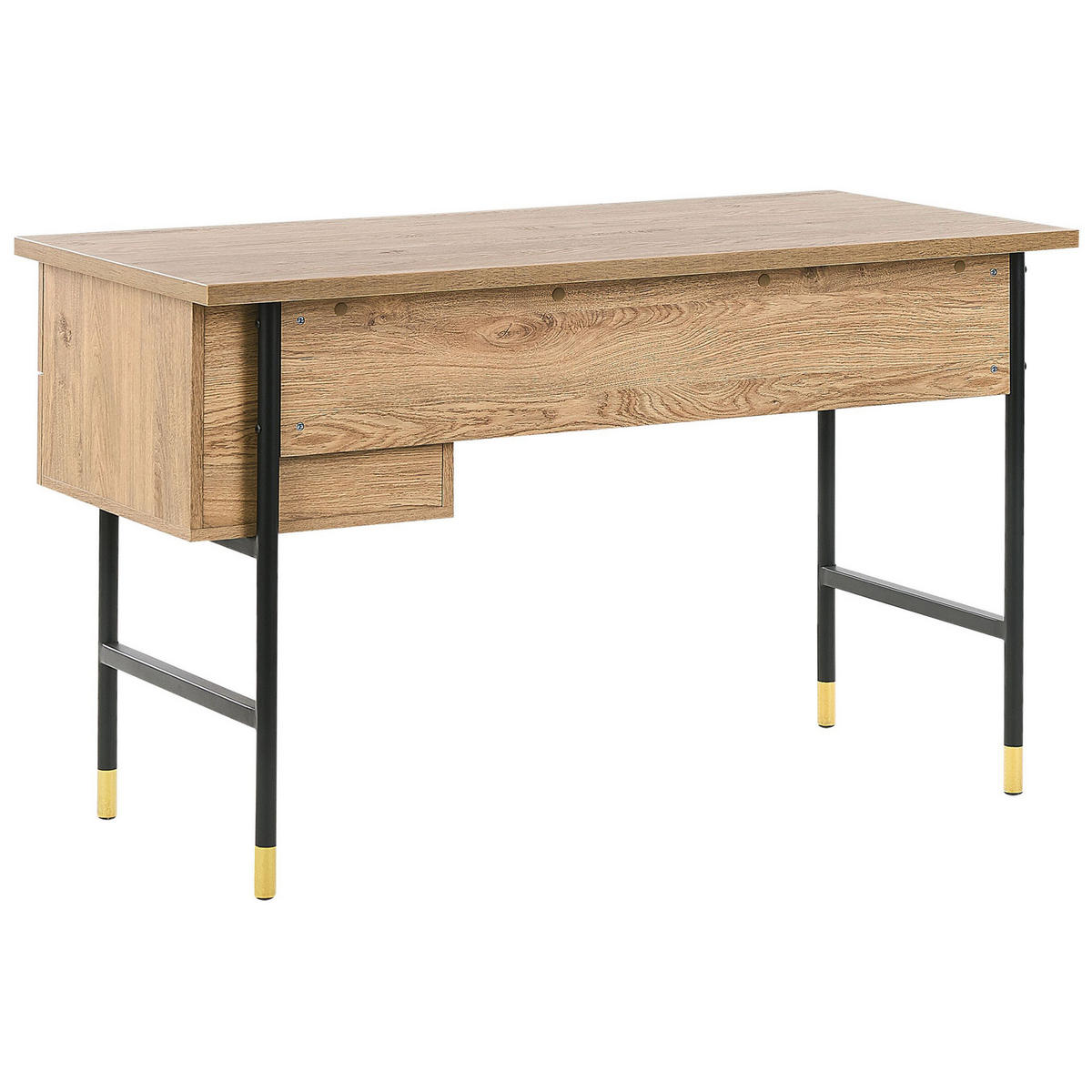 SCHREIBTISCH schwarz/heller Holzfarbton 120/60/77 cm Abilen - Hellgrau, Holzwerkstoff (60/120/77cm) - Beliani