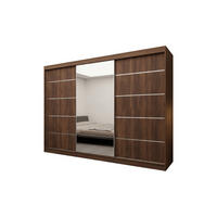 SCHWEBETÜRENSCHRANK Samantha 240 cm mit Spiegel, 3-türig, Nuss Warmia - Dunkelbraun, Kunststoff (240/216/61cm) - Margaret Hadas24