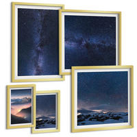BILDER SET 5er Set - 50x50 cm & 20x30 cm & 40x60 cm Goldrahmen - Spiegelung der Felsen in Bergseen - Goldfarben, Kunststoff (40/60cm) - TULUP