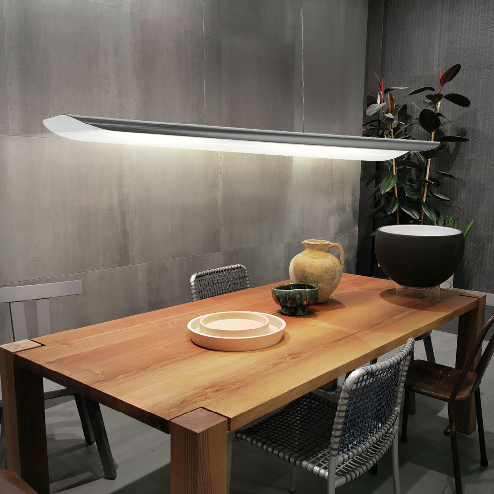 LED HÄNGELEUCHTE ZUBIA Grau Stahl Glas - Grau, Glas (90/12/110cm)