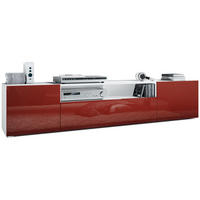 LOWBOARD Mogan Fronten in Bordeaux Hochglanz - Bordeaux, Holzwerkstoff (181/39/35cm) - Vladon