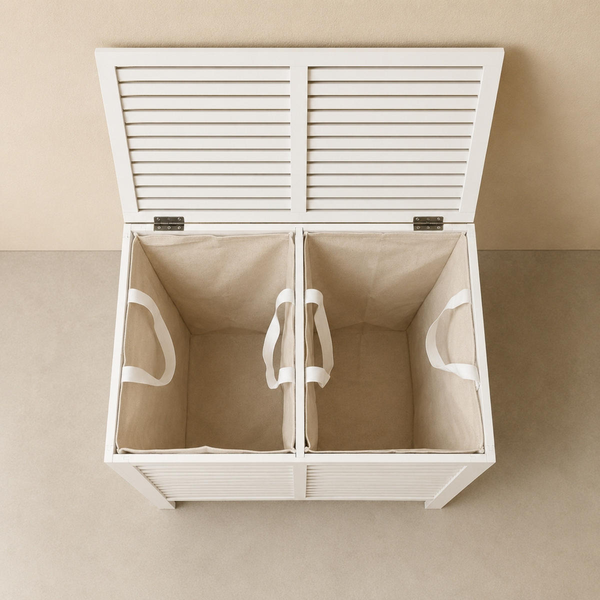 WÄSCHEKORB Bambus Moa 90 l 40/60/58,5 cm - Weiß, Naturmaterialien (60/58.5/40cm) - NUXIO