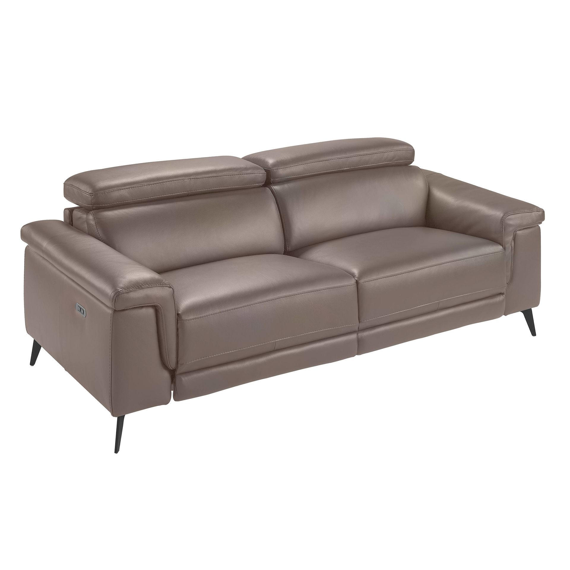 SOFA 3-sitzer ledersofa nerz 215/103/99 cm - Taupe/Schwarz, Leder (215/99/103cm) - ANGEL CERDA