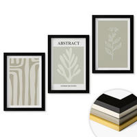 WANDBILDER 3er-Set - 20x30 cm Schwarzer Rahmen - Abstrakte Pflanzenmuster - Schwarz, Kunststoff (20/30cm) - ArtPrintCave